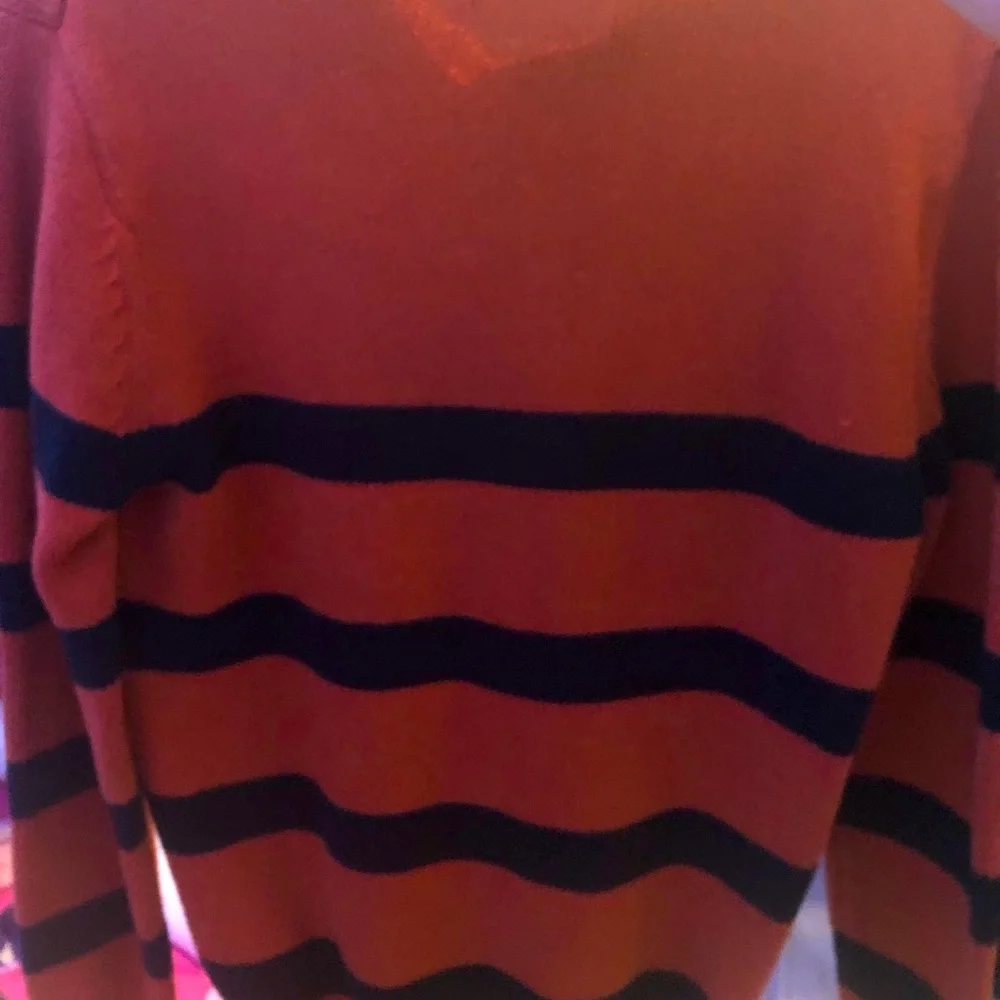 Thrifted Mens black and orange striped knitted sweater. - Picture 2 of 2